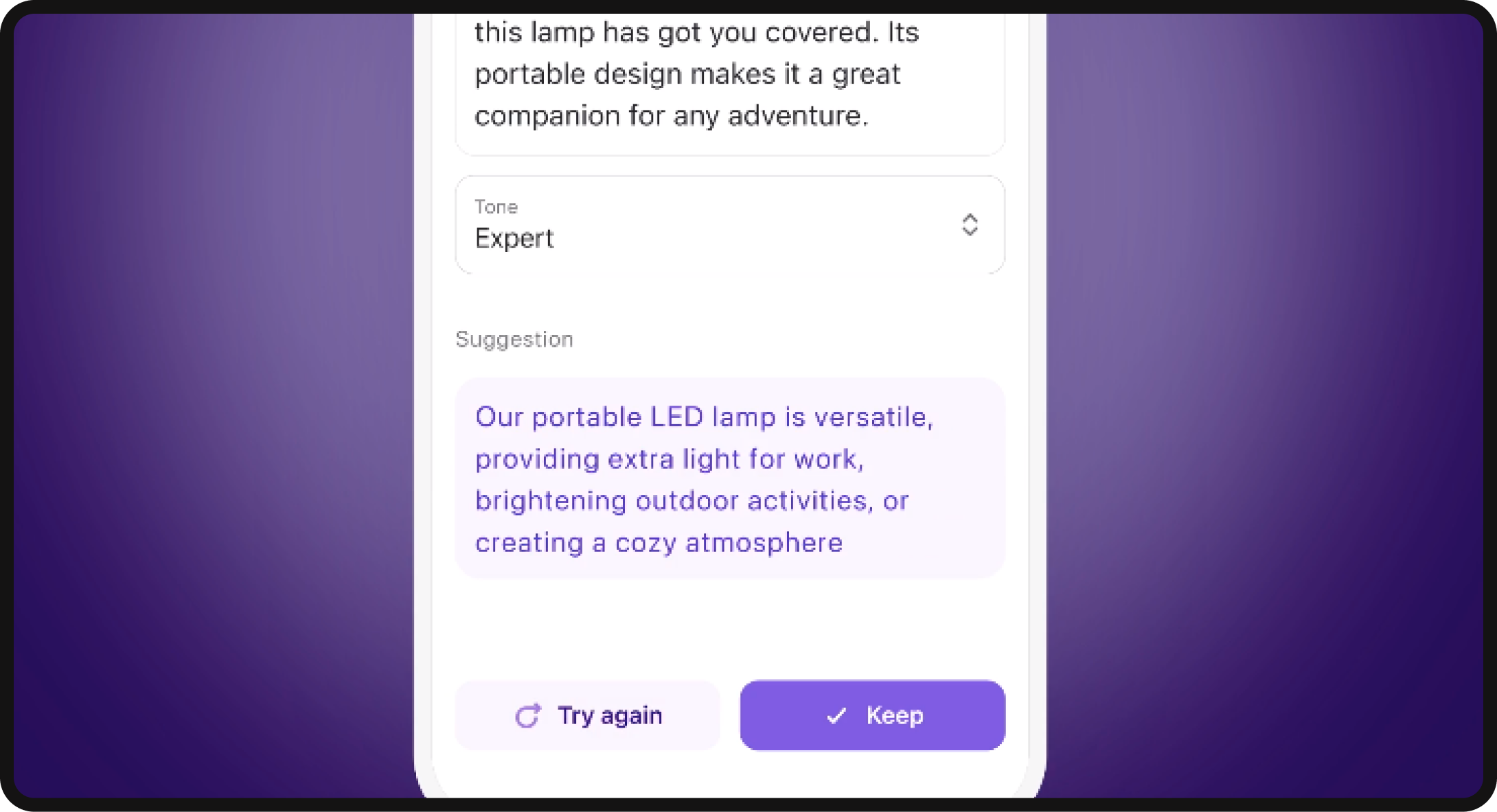 Shopify product descriptions using the AI tool.