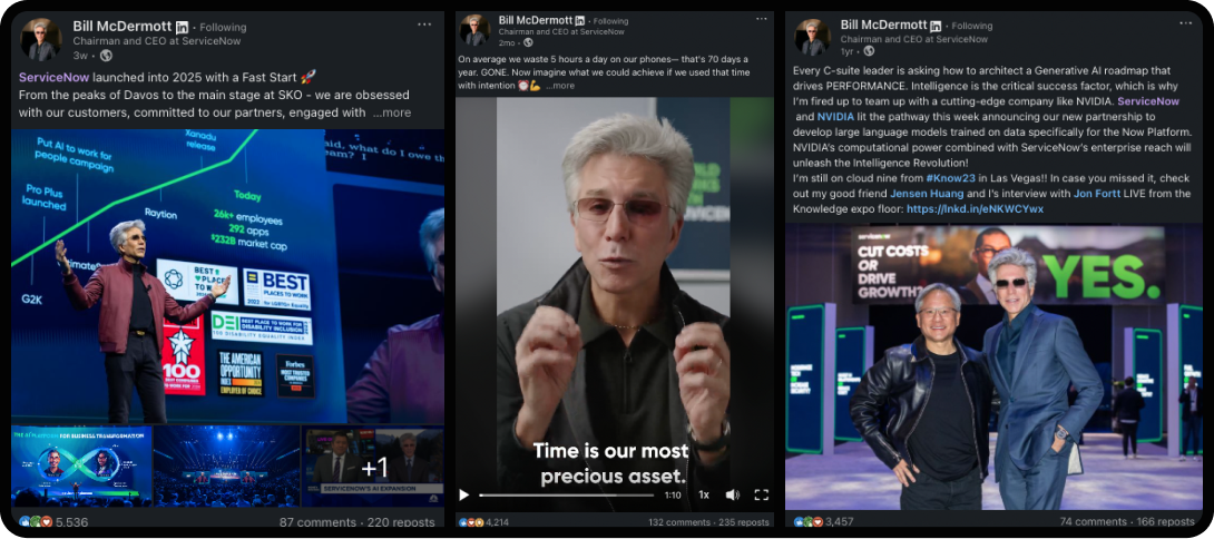 Screenshots of Bill McDermott's content