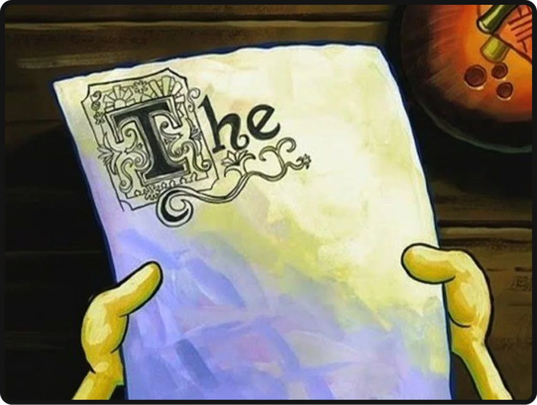 Drawing of the word "The" stylistically on a piece of paper