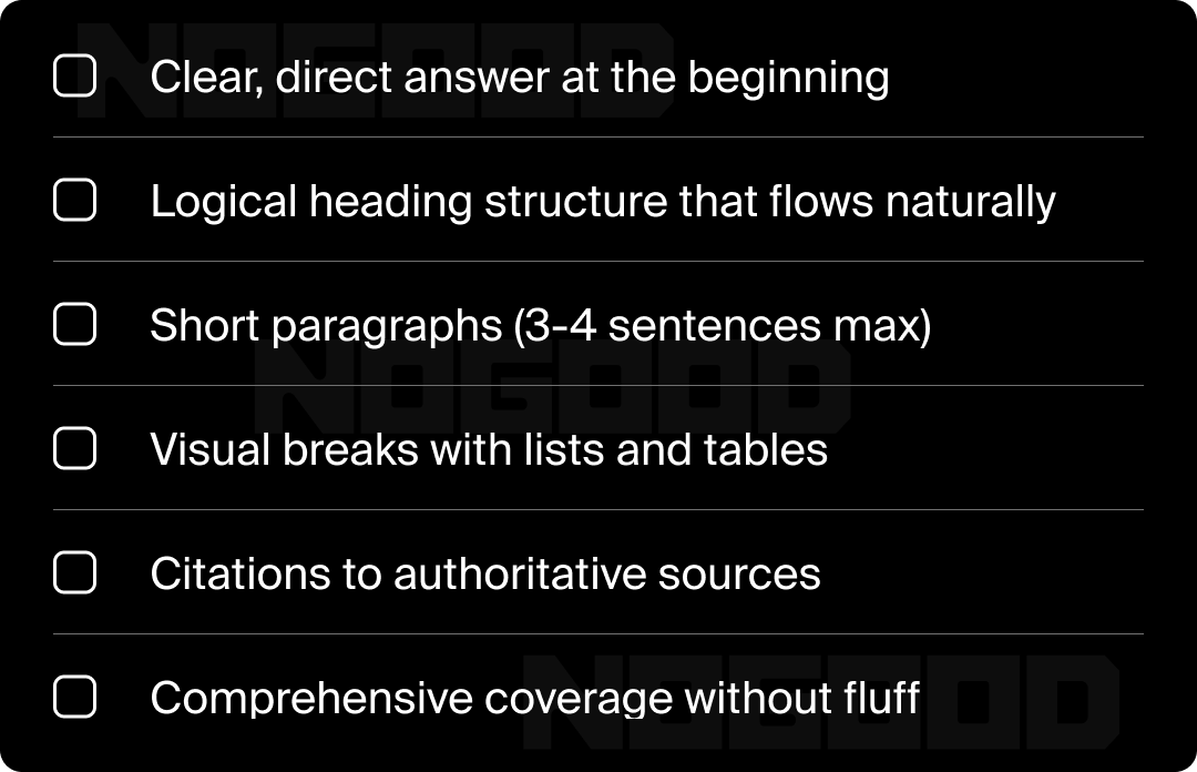 Checklist for structuring content